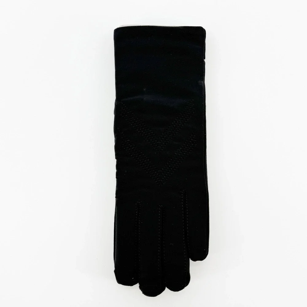 Isotoner Stretch Classics Fleece Lined Gloves Black Leather Palm Womens One Size